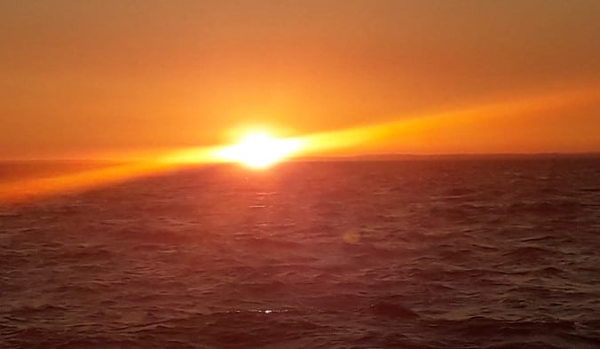 Sonnenuntergang vor der 1. Nachtsegelung